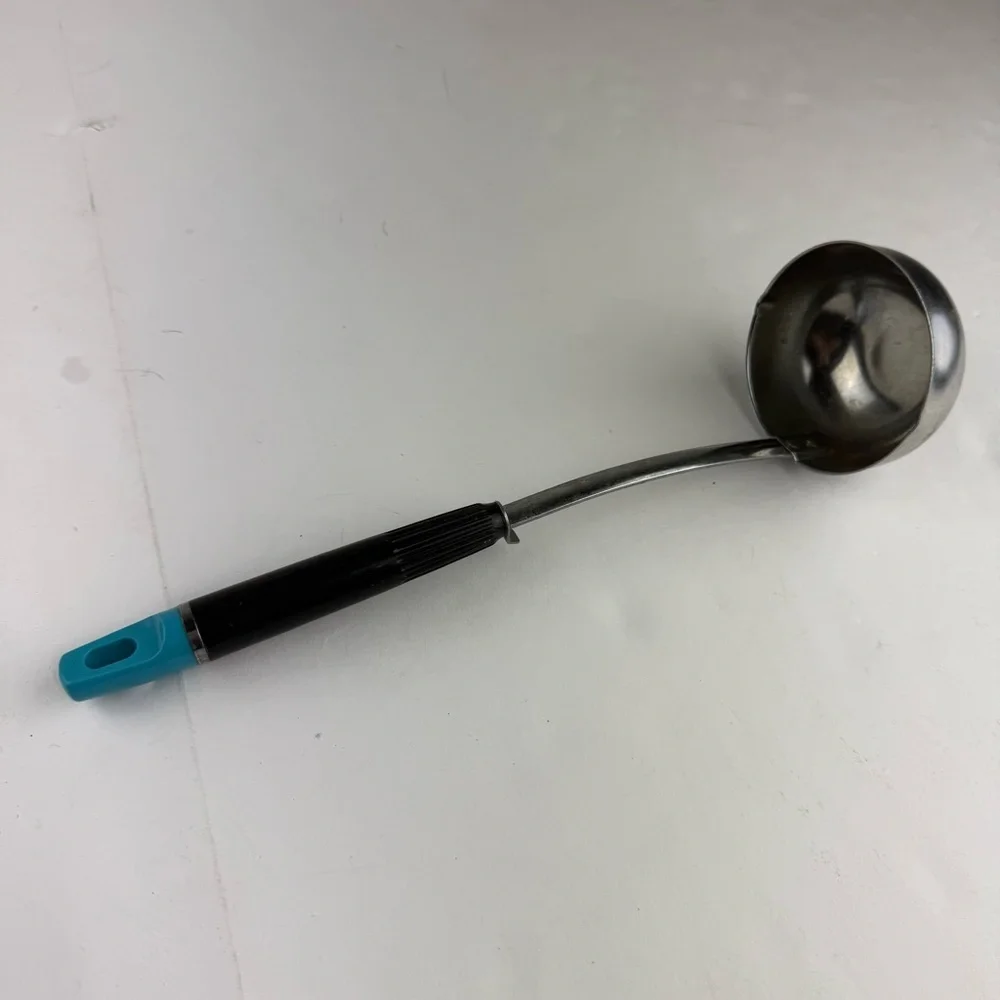 Vtg Ekco Soup Ladle Teal/Metal, Plastic with Aqua Accent SEE ALL PICS